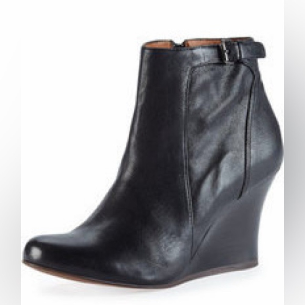 Lanvin Leather Wedge Ankle Boot Black